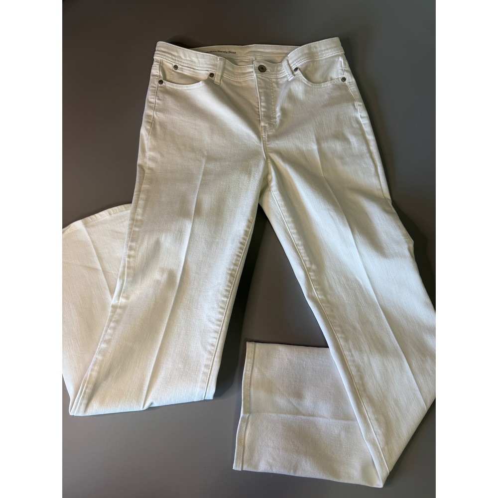 Talbots Flawless High-Rise Barely Boot White Jeans Size 8 Stretch Denim Pants